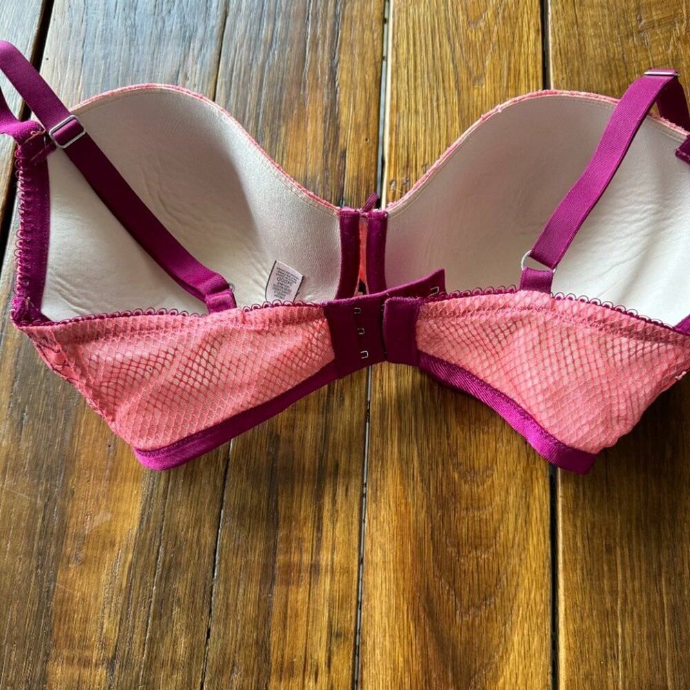 Victoria’s Secret Dream Angel Lace Mesh Lined Demi Bra 34DDD Lace Toile Floral - Picture 9 of 9